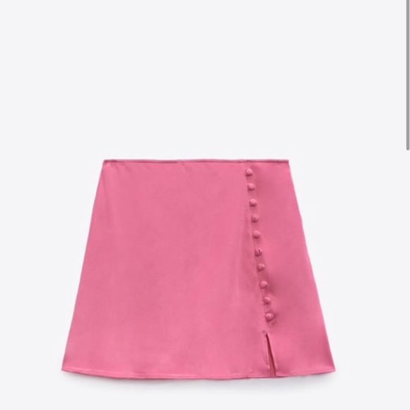 *WORN ONCE* ZARA Pink Satin Mini Skort - Picture 1 of 6